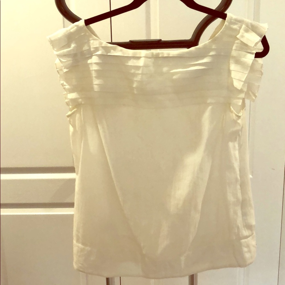 Club Monaco white blouse with pleating details